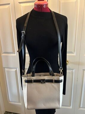 kate spade Cream and Black Pebbled Leather Satchel